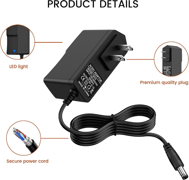 Alt view image 4 of 6 - 5V 1A DC Power Supply Adapter 5W AC/DC Charger AC 100V-240V to DC 5 Volt 1Amp 0.5A Replacement Power Cord for LED Strip Light Security Camera Baby Monitor TV Box Raspberry Pi USB Hub with 8 Tips