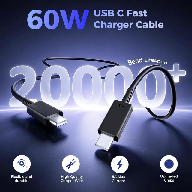Alt view image 3 of 7 - 60W USB C Super Fast Charger Type C Fast Phone Charger