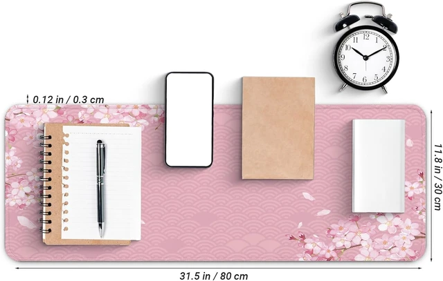 Alt view image 2 of 7 - Gaming Mouse Pad with Anti-Slip Rubber Base Extended Large Computer Mouse Mat with Stitched Edges Long XL Anime Mousepad for Laptop and Keyboard 31.5 x 11.8 inch (Pink Cherry Blossom)