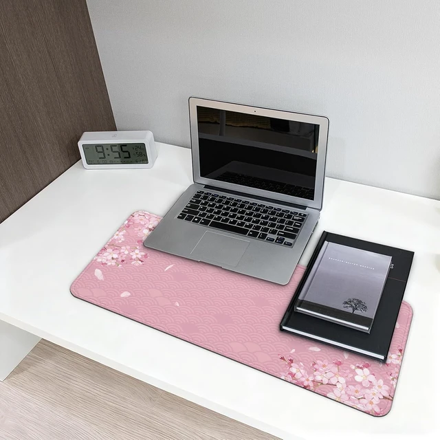 Alt view image 6 of 7 - Gaming Mouse Pad with Anti-Slip Rubber Base Extended Large Computer Mouse Mat with Stitched Edges Long XL Anime Mousepad for Laptop and Keyboard 31.5 x 11.8 inch (Pink Cherry Blossom)