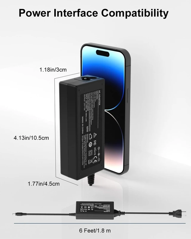 Alt view image 7 of 7 - 12V AC Adapter Compatible with Monitor Power Cord Replacement