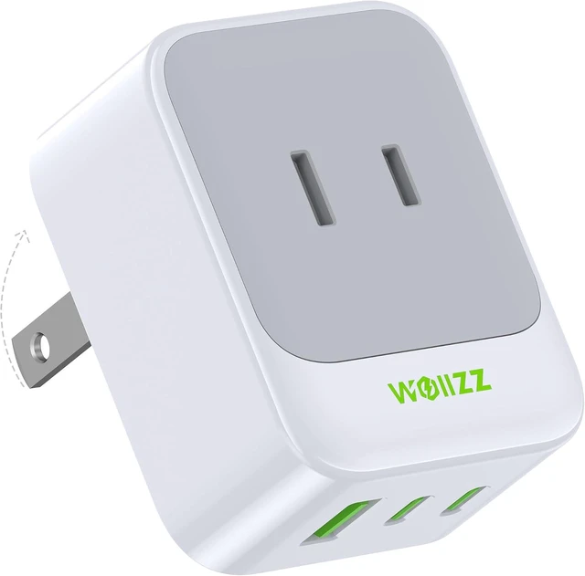 Main image of 5-in-1 Wall Outlet Extender with 5 Ports 2 AC 2 USB-C 1 USB-A