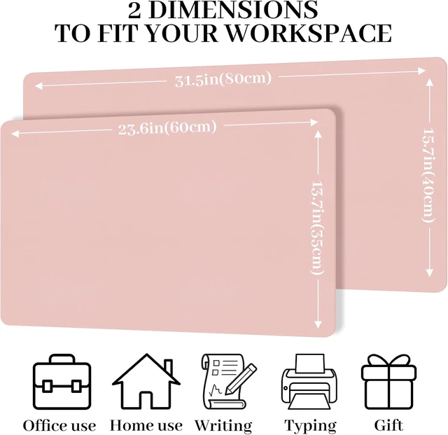 Alt view image 3 of 7 - Leather Desk Pad Mat Pink Desk Mat 23.6 x 13.7