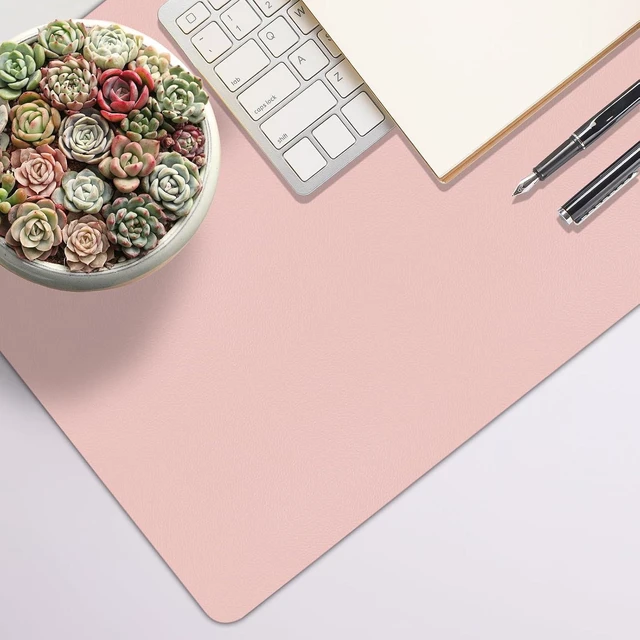 Alt view image 5 of 7 - Leather Desk Pad Mat Pink Desk Mat 23.6 x 13.7