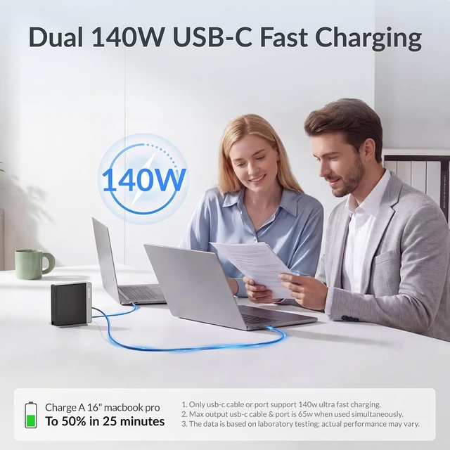 Alt view image 2 of 7 - 140W Retractable Laptop Charger USB C GaN Charger for MacBook Pro