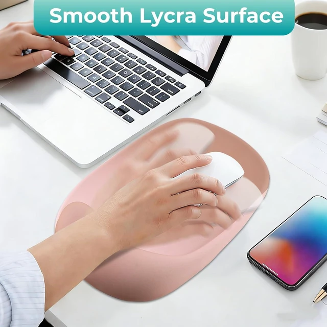 Alt view image 3 of 7 - Mouse Pad with Wrist Rest Support Ergonomic Mousepad with Comfortable Gel Cushion Gaming Mouse Pad with Non-Slip PU Base Relieve Pain Relief for Home Office Computer Laptop Brown