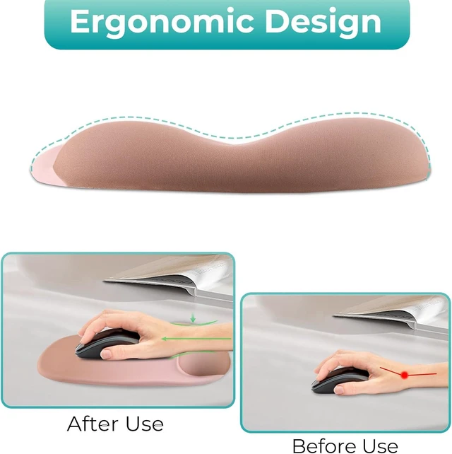 Alt view image 2 of 7 - Mouse Pad with Wrist Rest Support Ergonomic Mousepad with Comfortable Gel Cushion Gaming Mouse Pad with Non-Slip PU Base Relieve Pain Relief for Home Office Computer Laptop Brown