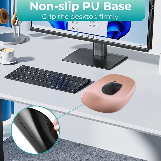 Alt view image 5 of 7 - Mouse Pad with Wrist Rest Support Ergonomic Mousepad with Comfortable Gel Cushion Gaming Mouse Pad with Non-Slip PU Base Relieve Pain Relief for Home Office Computer Laptop Brown