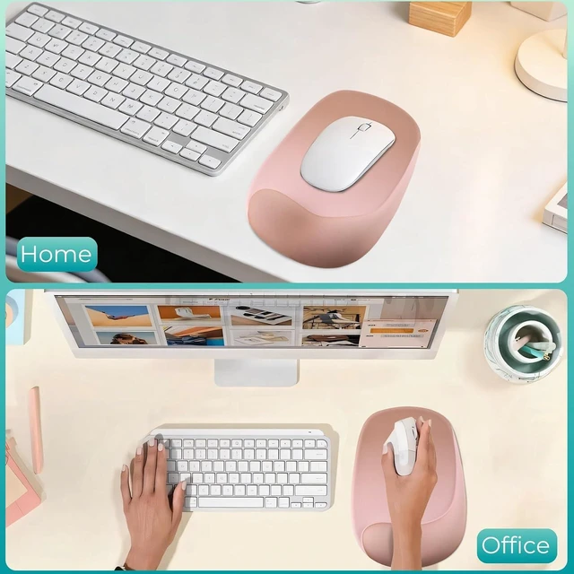 Alt view image 7 of 7 - Mouse Pad with Wrist Rest Support Ergonomic Mousepad with Comfortable Gel Cushion Gaming Mouse Pad with Non-Slip PU Base Relieve Pain Relief for Home Office Computer Laptop Brown