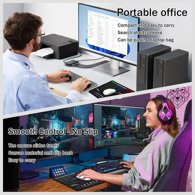 Alt view image 5 of 7 - Office Shortcut Mouse Pad for Excel/Word/PPT/Windows (11.8x9.8) - Portable Waterproof Non-Slip Small Cheat Sheet Desk Mat with Essential Hotkeys for Office & Gaming