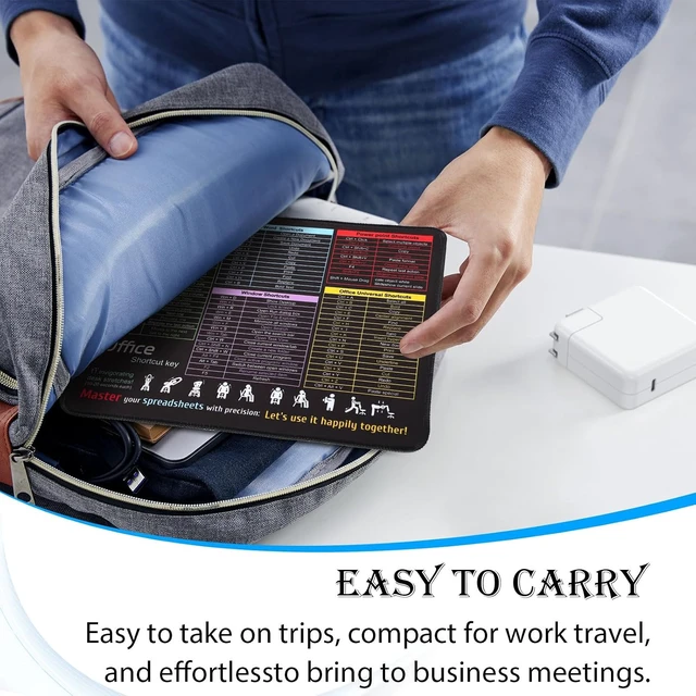 Alt view image 7 of 7 - Office Shortcut Mouse Pad for Excel/Word/PPT/Windows (11.8x9.8) - Portable Waterproof Non-Slip Small Cheat Sheet Desk Mat with Essential Hotkeys for Office & Gaming