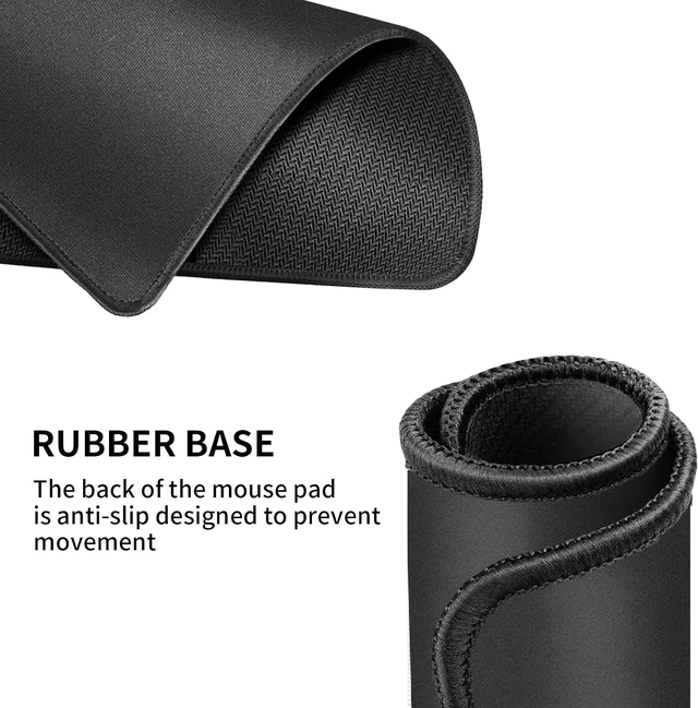 Alt view image 3 of 7 - Mouse Pad Mouse Pad with Anti-Slip Rubber Base Easy Gliding Computer Mouse Mat Spill-Resistant Surface Black