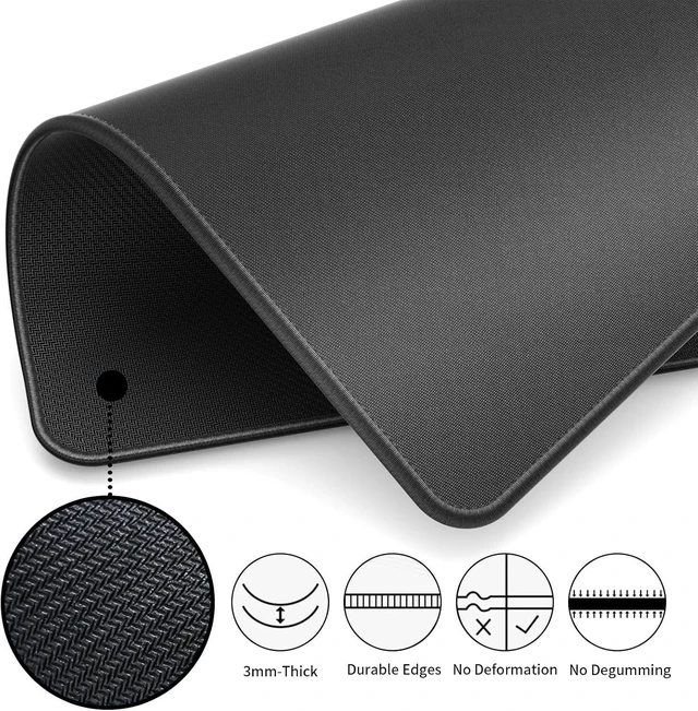 Alt view image 4 of 7 - Mouse Pad Mouse Pad with Anti-Slip Rubber Base Easy Gliding Computer Mouse Mat Spill-Resistant Surface Black