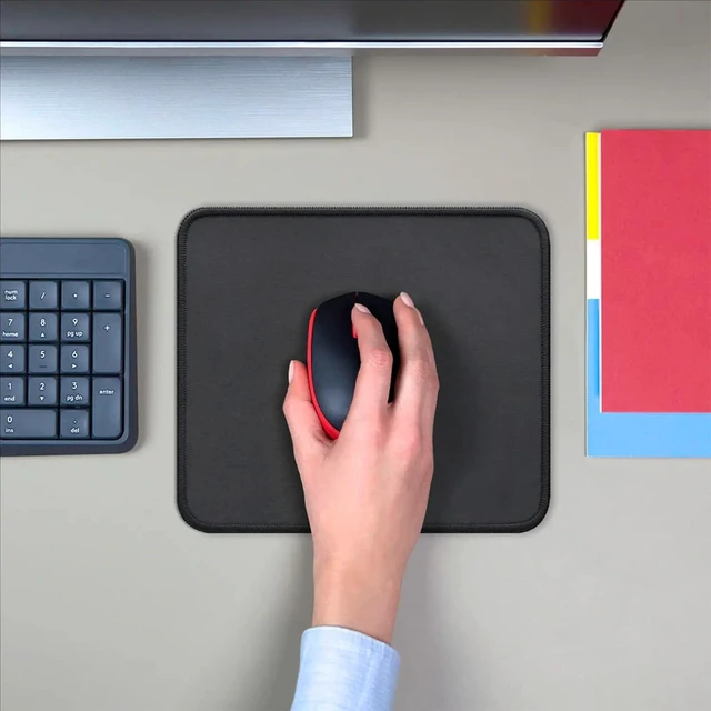 Alt view image 7 of 7 - Mouse Pad Mouse Pad with Anti-Slip Rubber Base Easy Gliding Computer Mouse Mat Spill-Resistant Surface Black