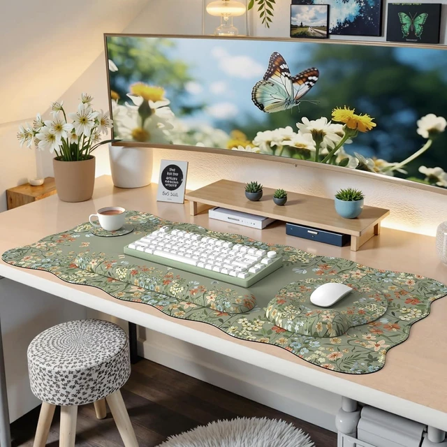 Alt view image 7 of 7 - Keyboard Pad for Workspace Green 35.4x15.7 Desk Protector