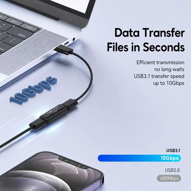 Alt view image 5 of 6 - USB C Female-to-Female Adapter(2 pcs) Supports Fast Charging and Data Transfer Extension up to 10GBbps Rate