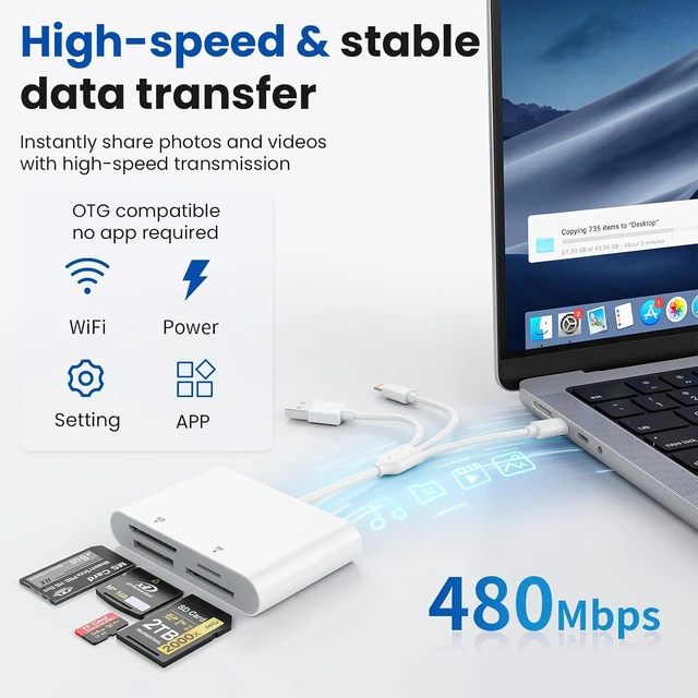 Alt view image 5 of 7 - Memory Stick Pro Duo Adapter - 4-in-1 Reader SD/TF/MS/xD Triple Interface