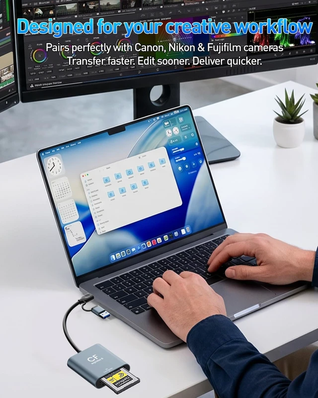 Alt view image 5 of 7 - CFexpress Type B & SD Card Reader USB 3.2 10Gbps Dual Slot 2-in-1 USB-C/USB-A CFexpress Type B Adapter for Windows/Mac/Linux/Android Ideal for Photographers & Videographers