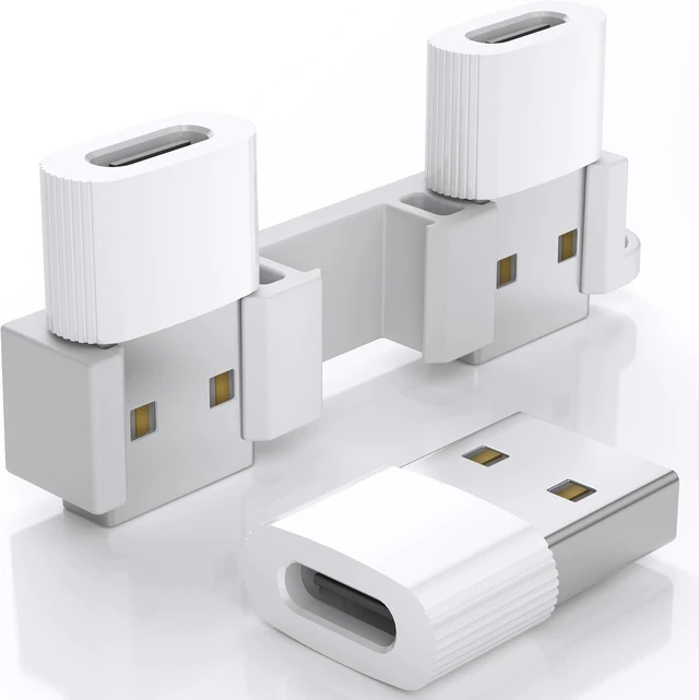Main image of USB to USB C Adapter 3-Pack USB-C Female to USB Male Converter (White)