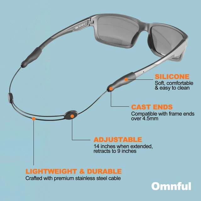 Alt view image 5 of 7 - Glasses Strap -No Tail Adjustable Sunglasses Strap Eyeglasses Strap Cable Straps Eye Glasses Holders Around Neck Lanyard for Men Women -Eyewear Retainer String Chain (4pcs Black 16Inch)