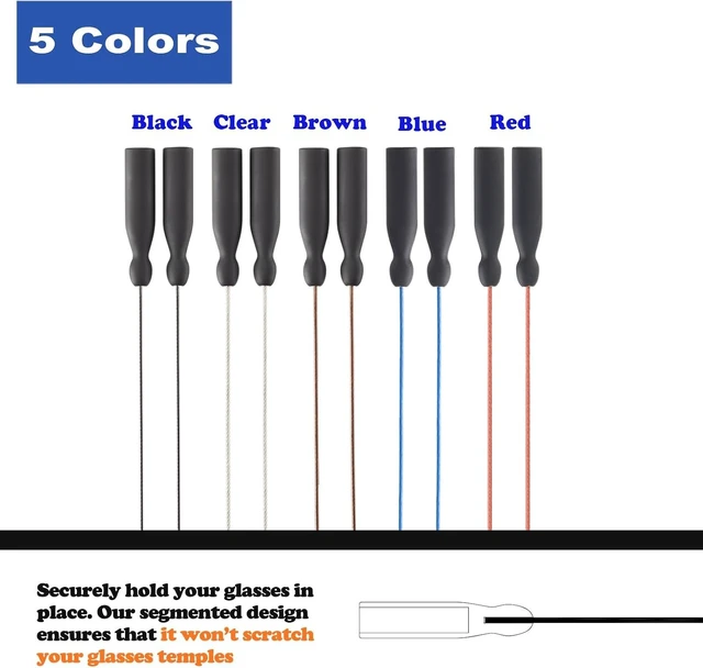 Alt view image 3 of 7 - Glasses Strap -No Tail Adjustable Sunglasses Strap Eyeglasses Strap Cable Straps Eye Glasses Holders Around Neck Lanyard for Men Women -Eyewear Retainer String Chain (4pcs Black 16Inch)