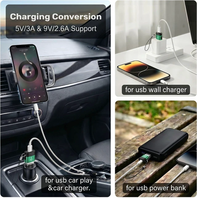 Alt view image 3 of 7 - 6-Pack USB to Type C Adapter USB-C Female to USB Male Adapter
