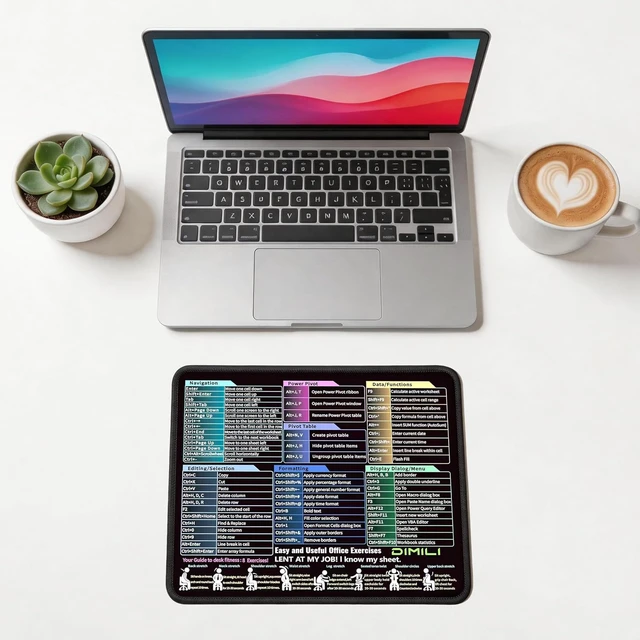 Alt view image 7 of 7 - Small 11.8x9.8 Excel Cheat Sheet Mouse Pad Desk Accessories