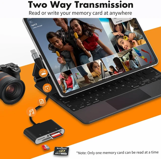 Alt view image 5 of 7 - XD Card Reader 3 in 1 SD/TF/XD Card Adapter USB-C & Lightning