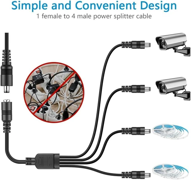 Alt view image 3 of 7 - 144W Adjustable Power Supply DC 4V-24V 6A Variable Universal AC/DC Adapter with LED Display 16-in-1 Tips Alligator Clips 4-Way Splitter Polarity Converter for LED Strip CCTV Camera Radio