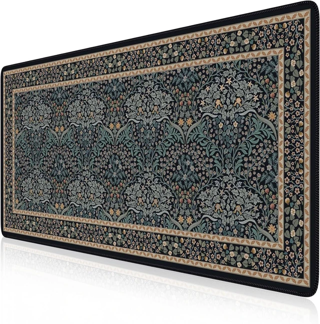 Main image of Desk Cover Mat Office Mouse Pad 35.4x15.7in Retro Black