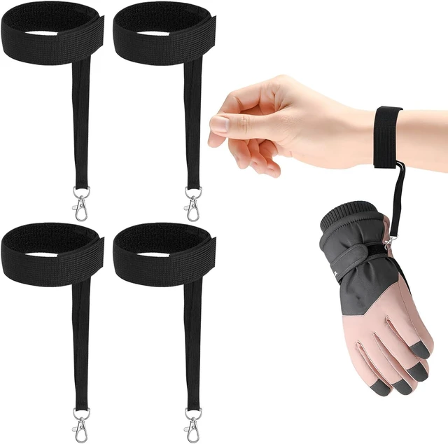 Main image of 4Pcs Sports Winter Ski Gloves Elastic Wrist Strap Snowboarding Accessories for Men Safety Straps Supplies with Keychains for Mountaineering Snowboarding Outdoor Activities