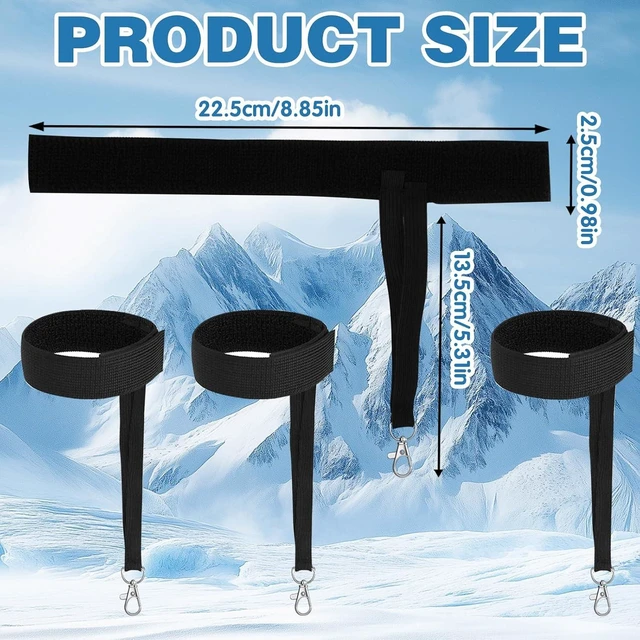 Alt view image 2 of 7 - 4Pcs Sports Winter Ski Gloves Elastic Wrist Strap Snowboarding Accessories for Men Safety Straps Supplies with Keychains for Mountaineering Snowboarding Outdoor Activities