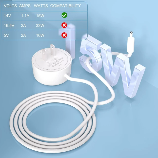 Alt view image 5 of 7 - 15W AC Adapter Charger Compatible with Google Nest Power Connector