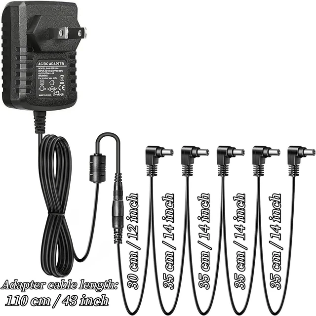 Alt view image 2 of 6 - DC 9V1A Guitar Pedal Power Supply (10mA-1000mA) Center Negative