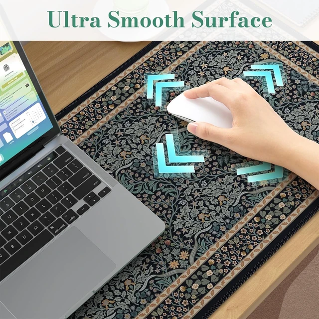 Alt view image 4 of 7 - Desk Cover Mat Office Mouse Pad 35.4x15.7in Retro Black