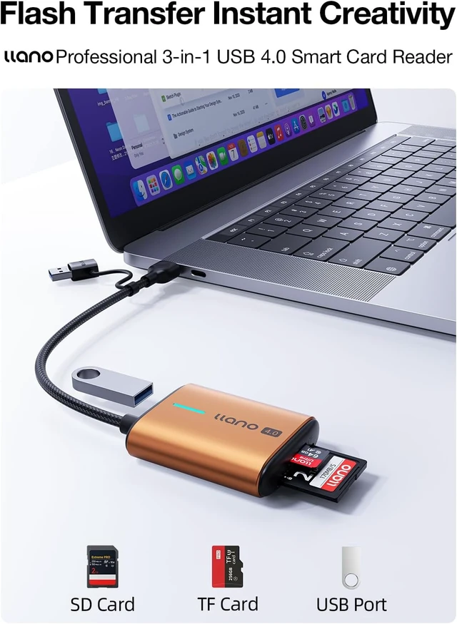 Alt view image 2 of 7 - 3 in 1 SD/TF/USB Card Reader High-Speed 312MB/s with Dual USB A&C