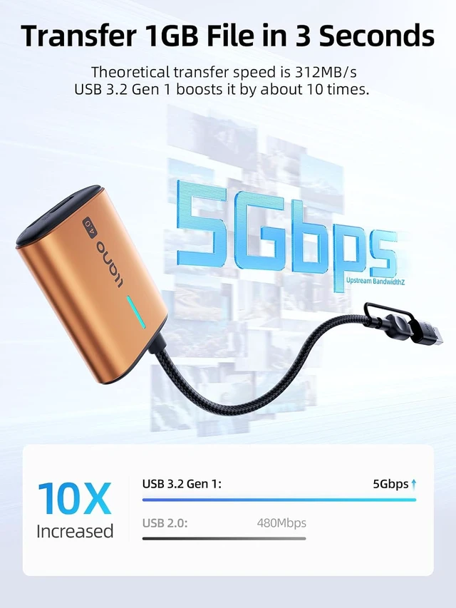 Alt view image 3 of 7 - 3 in 1 SD/TF/USB Card Reader High-Speed 312MB/s with Dual USB A&C