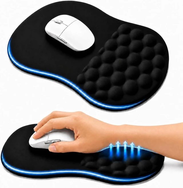 Main image of Ergonomic Mouse Pad with Wrist Rest Large 12x8 inch Black