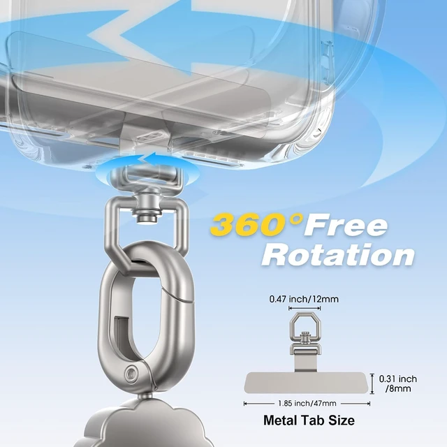 Alt view image 2 of 6 - Stretchy Phone Wrist Strap with 360° Rotatable Metal Tab