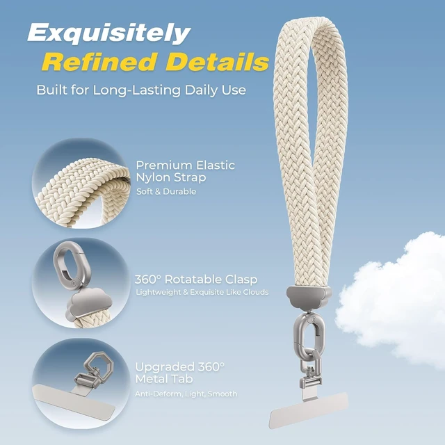 Alt view image 3 of 6 - Stretchy Phone Wrist Strap with 360° Rotatable Metal Tab