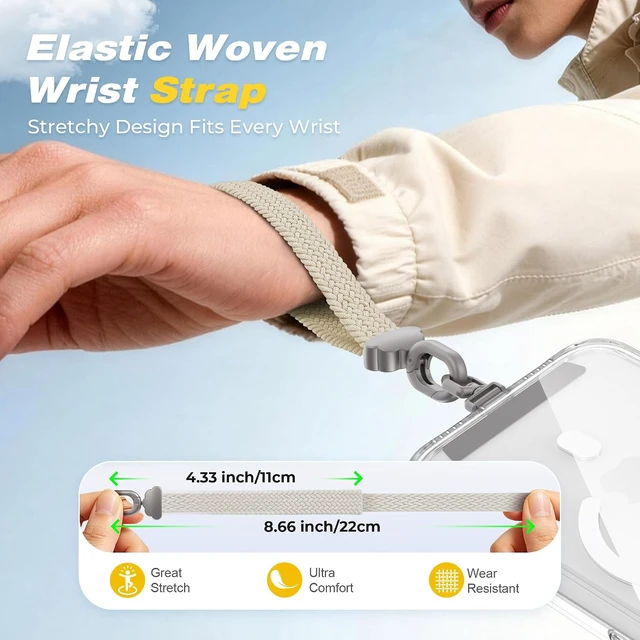 Alt view image 4 of 6 - Stretchy Phone Wrist Strap with 360° Rotatable Metal Tab