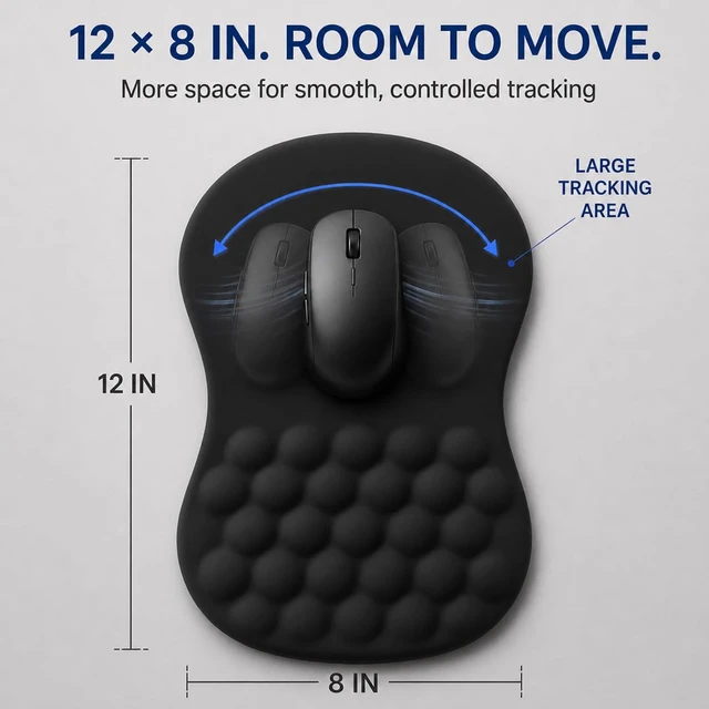 Alt view image 6 of 7 - Ergonomic Mouse Pad with Wrist Rest Large 12x8 inch Black