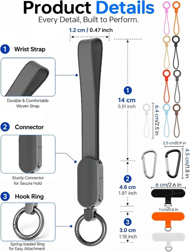 Alt view image 6 of 7 - Phone Wrist Strap Lanyard With Charging Cute Wristlet Keychain Charm