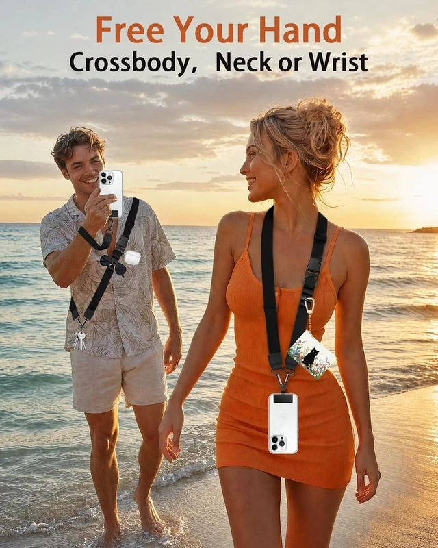 Alt view image 3 of 7 - Black Phone Lanyard Crossbody Wrist Neck Strap Adjustable Women