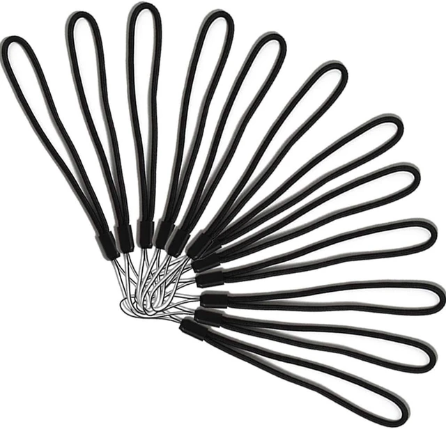 Alt view image 3 of 7 - 12 Pcs Wrist Lanyards Black Short Small Hand Strap Lightweight