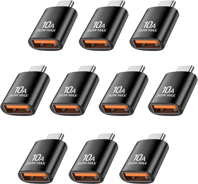 Main image of 10 Pack USB C to USB Adapter 10Gbps USB A Female to USB C Male Adapter