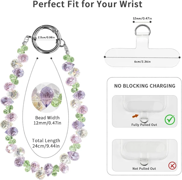 Alt view image 5 of 7 - Phone Wrist Strap Beaded Phone Charm Cellphone Chain Wristlet