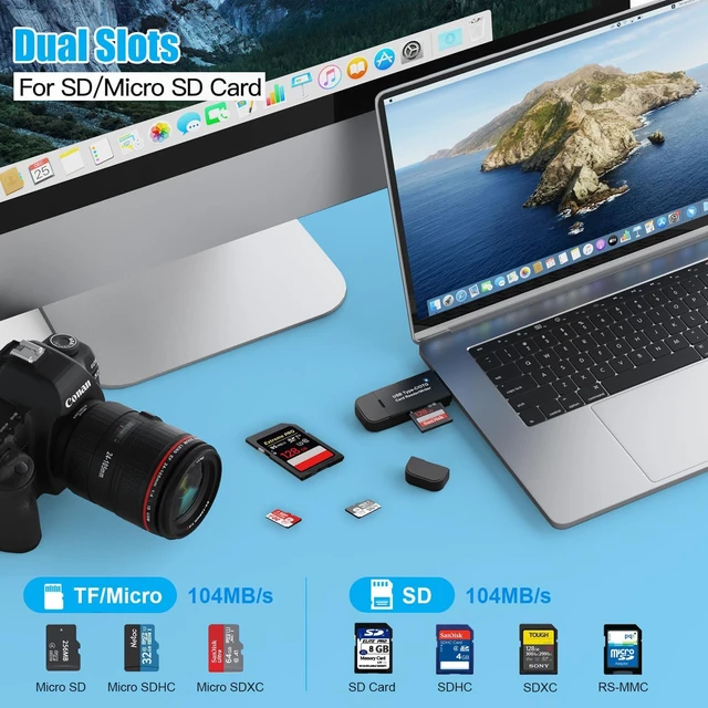 Alt view image 7 of 7 - SD/Micro SD Card Reader Type-C Micro USB OTG Adapter