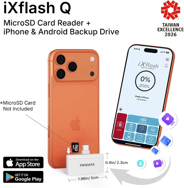Alt view image 5 of 7 - MFi Micro SD Card Reader for iPhone & Android Auto Backup White