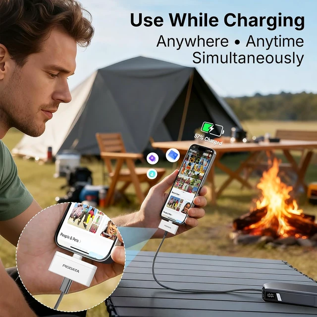 Alt view image 6 of 7 - MFi Micro SD Card Reader for iPhone & Android Auto Backup White